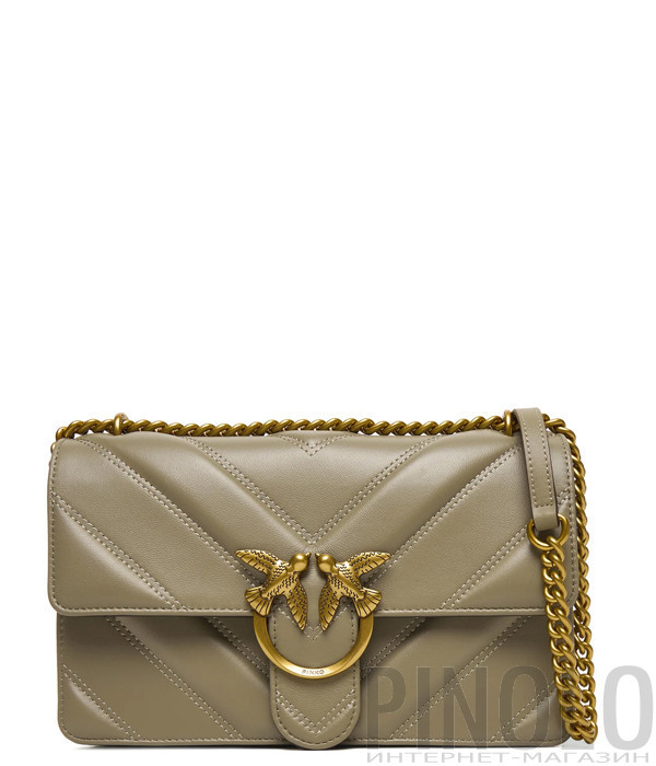 Сумка в стьобаній шкірі PINKO Love Bag Classic 104549 із золотистою фурнітурою сіра