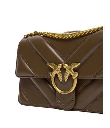 Сумка в стеганной коже PINKO Love Bag Classic 104549 с золотистой фурнитурой коричневая