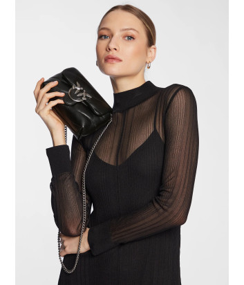 Сумочка в стеганной коже PINKO Baby Love Puff 100040 с серебристой фурнитурой черная