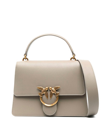 Сумка в гладкій шкірі PINKO Classic Love One Top Handle 100066 золотиста фурнітура сіра