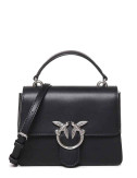Сумка в гладкой коже PINKO Mini Love One Top Handle 100071 с серебристой фурнитурой черная