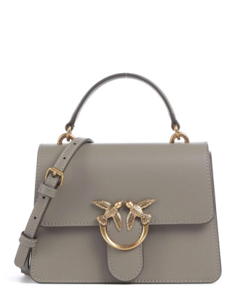 Сумка в гладкій шкірі PINKO Mini Love One Top Handle 100071 із золотистою фурнітурою сіра