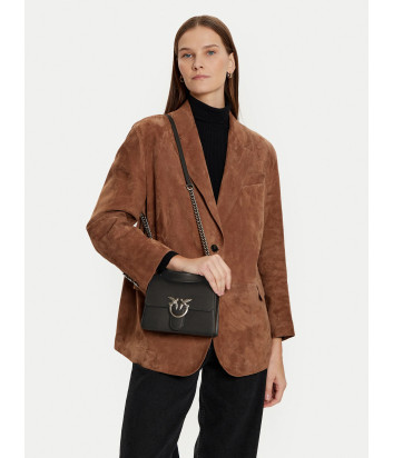 Сумка в гладкой коже PINKO Mini Love One Top Handle 100071 с серебристой фурнитурой черная