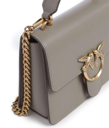 Сумка в гладкой коже PINKO Mini Love One Top Handle 100071 с золотистой фурнитурой серая