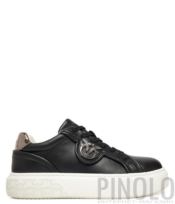Шкіряні кросівки PINKO Yoko 06 SS0041P087 на масивній підошві чорні
