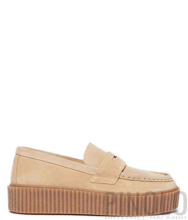 Мокасины из мягкой кожи WEEKEND Max Mara KAPOKLOAFER бежевые