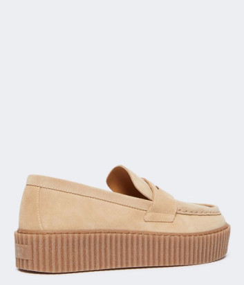 Мокасины из мягкой кожи WEEKEND Max Mara KAPOKLOAFER бежевые