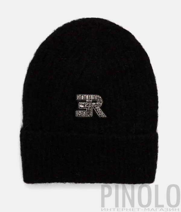 Шерстяная шапка ERMANNO Firenze D47EV005E89 с декором черная