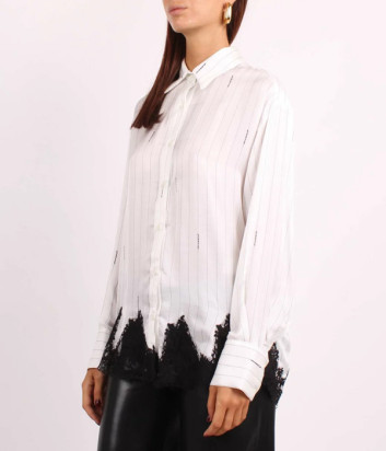 Рубашка ERMANNO Firenze D47EK008EB1 в тонкую полоску с кружевом