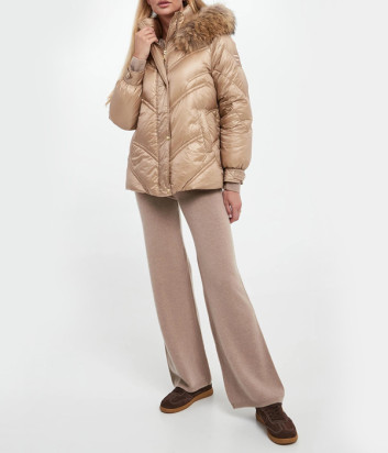 Стеганый пуховик ERMANNO Firenze D47EA003EX5 с капюшоном золотистый