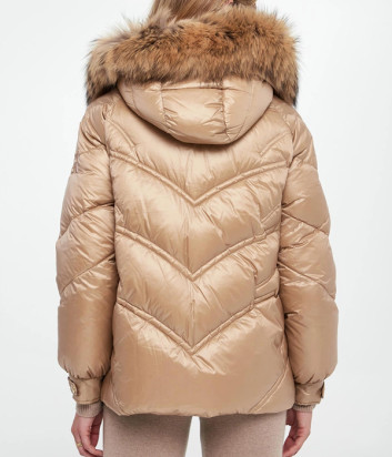 Стеганый пуховик ERMANNO Firenze D47EA003EX5 с капюшоном золотистый