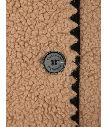 Двубортное пальто ERMANNO Firenze D47ED060E99 с контрастной строчкой бежевое