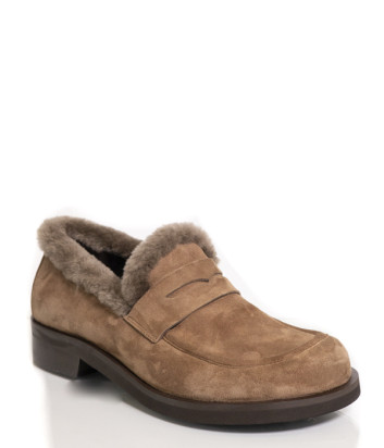 Замшеві лофери на хутрі H'ESTIA di VENEZIA 4836-381 коричневі