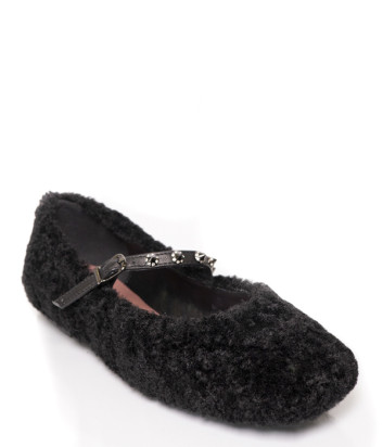 Плюшеві балетки TOSCA BLU SF2515S155 із пряжкою чорні