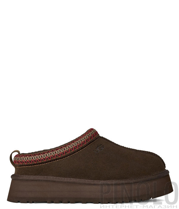 Тапочки на платформе UGG Tazz II 1174471 с плетеной отделкой коричневые