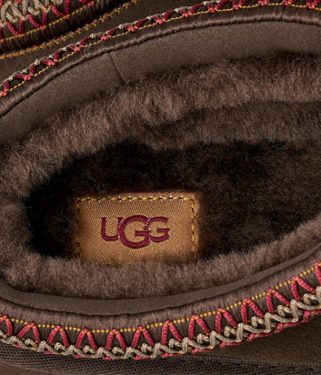 Тапочки на платформе UGG Tazz II 1174471 с плетеной отделкой коричневые
