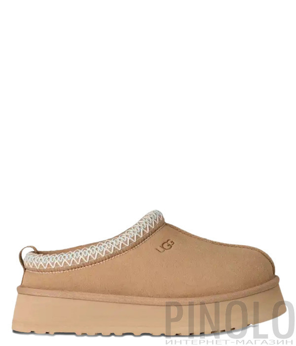Тапочки на платформе UGG Tazz II 1174471 с плетеной отделкой песочные