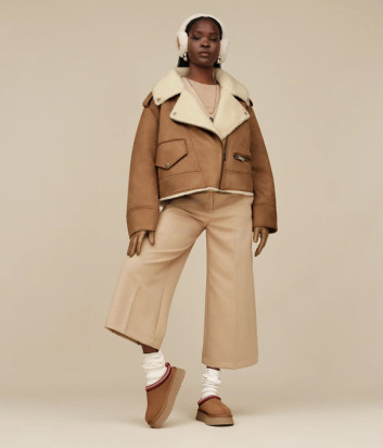 Тапочки на платформе UGG Tazz II 1174471 с плетеной отделкой рыжие