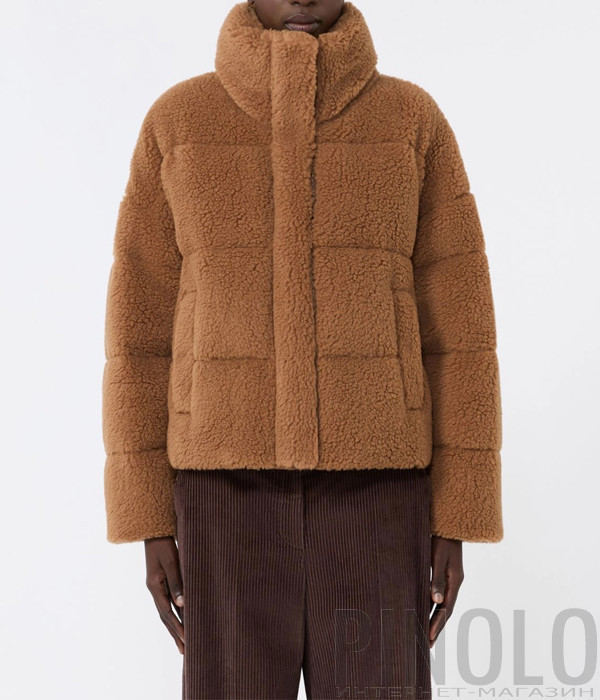 Укорочений пуховик з м'якою фактурою WEEKEND Max Mara ALFREDO коричневий