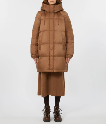 Двосторонній пуховик з капюшоном WEEKEND Max Mara Anfora коричневий