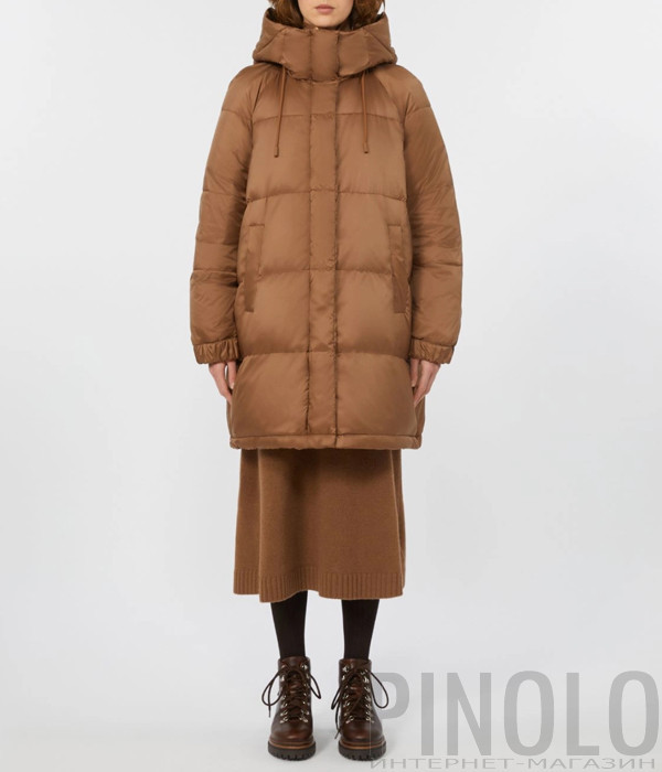 Двусторонний пуховик с капюшоном WEEKEND Max Mara Anfora коричневый