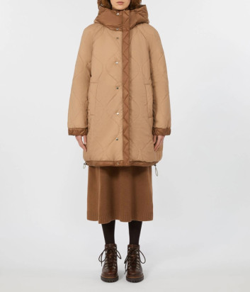 Двусторонний пуховик с капюшоном WEEKEND Max Mara Anfora коричневый