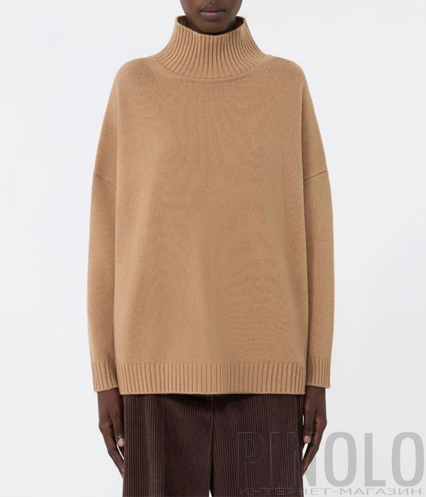 Свитер с высоким воротом WEEKEND Max Mara Borgia и свободным кроем кэмел