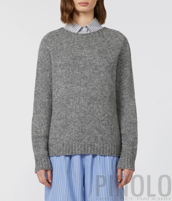 Свитер из пряжи альпака и хлопка WEEKEND Max Mara Ghiacci серый