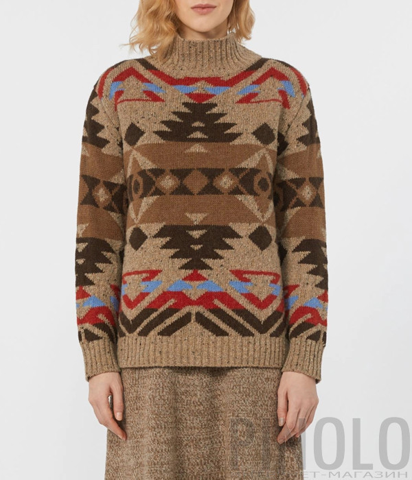 Свитер с высоким воротом WEEKEND Max Mara Eritrea и контрастным рисунком