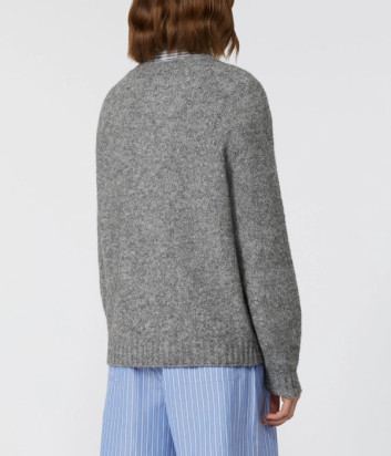 Свитер из пряжи альпака и хлопка WEEKEND Max Mara Ghiacci серый