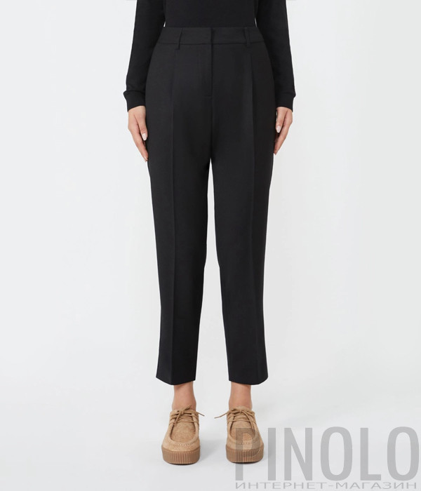 Шерстяные брюки с укороченным кроем WEEKEND Max Mara Caldaia черные
