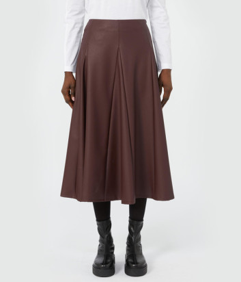Макси юбка из экокожи MAX MARA Nocera бордовая