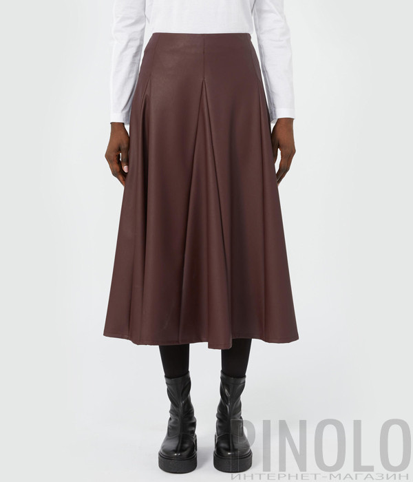Макси юбка из экокожи MAX MARA Nocera бордовая