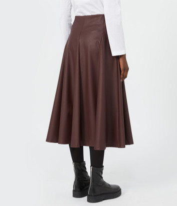Макси юбка из экокожи MAX MARA Nocera бордовая
