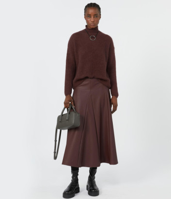 Макси юбка из экокожи MAX MARA Nocera бордовая