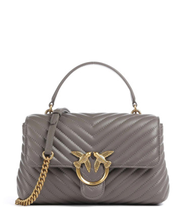 Сумка у стьобаній шкірі PINKO Love Lady Puff Classic 100043 із золотистою фурнітурою сіра