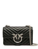 Сумка в стеганной коже PINKO Love One Mini 100074 с серебристой фурнитурой черная