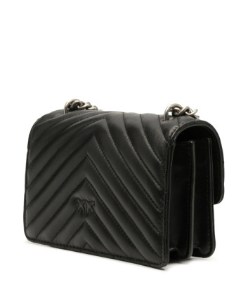 Сумка в стеганной коже PINKO Love One Mini 100074 с серебристой фурнитурой черная