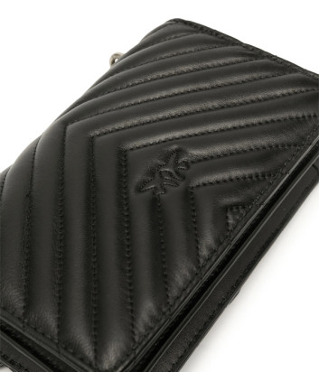 Сумка в стеганной коже PINKO Love One Mini 100074 с серебристой фурнитурой черная
