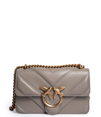 Сумка в стеганной коже PINKO Mini Love 104550 с золотистой фурнитурой серая