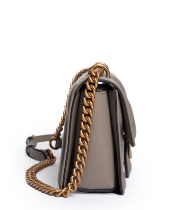 Сумка в стеганной коже PINKO Mini Love 104550 с золотистой фурнитурой серая