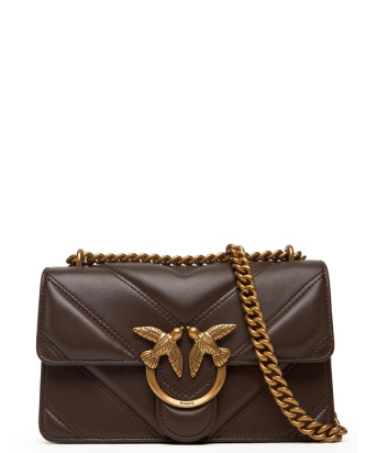 Сумка в стеганной коже PINKO Mini Love 104550 с золотистой фурнитурой коричневая