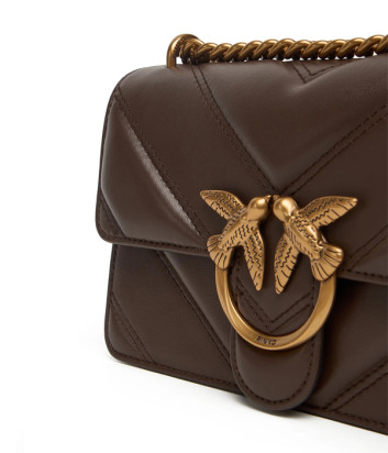 Сумка в стеганной коже PINKO Mini Love 104550 с золотистой фурнитурой коричневая