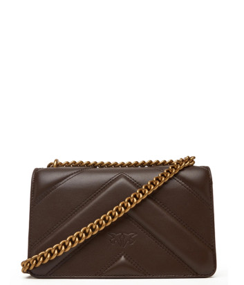 Сумка в стеганной коже PINKO Mini Love 104550 с золотистой фурнитурой коричневая