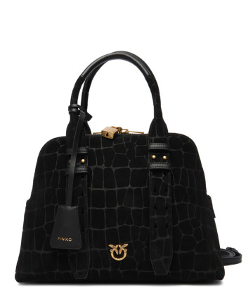 Замшева сумка PINKO Escape Bag 105906 із тисненням під крокодила чорна
