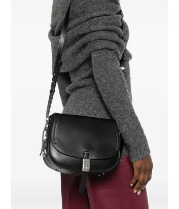 Большая сумка через плечо PINKO Saddle Bag 103830 с серебристой фурнитурой черная