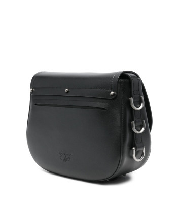 Большая сумка через плечо PINKO Saddle Bag 103830 с серебристой фурнитурой черная