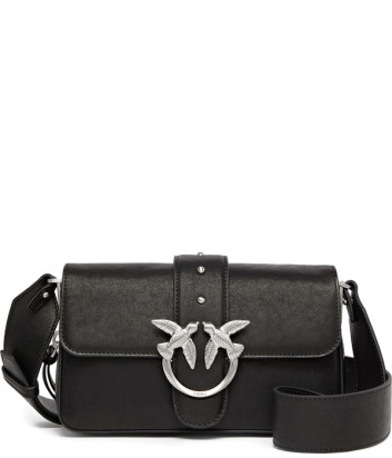 Шкіряна сумка PINKO Mini Love Bag Slouchy Zip 105345 з плечовим ременем та ланцюжком чорна