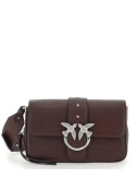 Кожаная сумка PINKO Mini Love Bag Slouchy Zip 105345 с плечевым ремнем и цепочкой бордовая