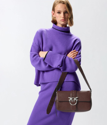 Кожаная сумка PINKO Love One Slouchy Zip Classic 105081с плечевым ремнем и цепочкой бордовая